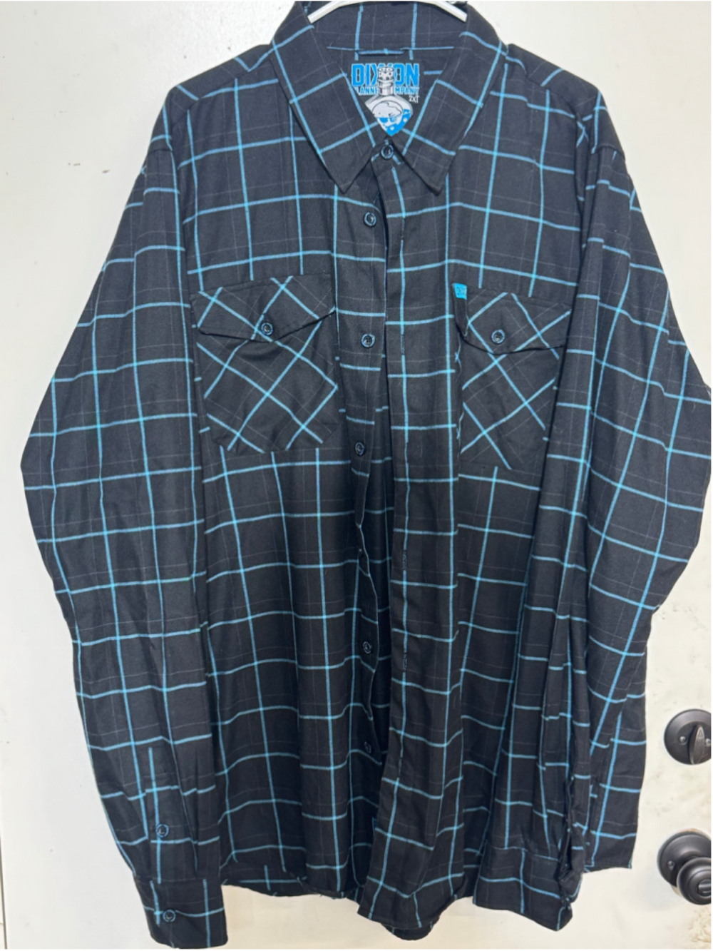 Men's Dixxon Cyanide Flannel Shirt 2XLT Black Blue Plaid Button Down